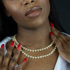 Gold Heart Shaped Diamond Tennis Chain