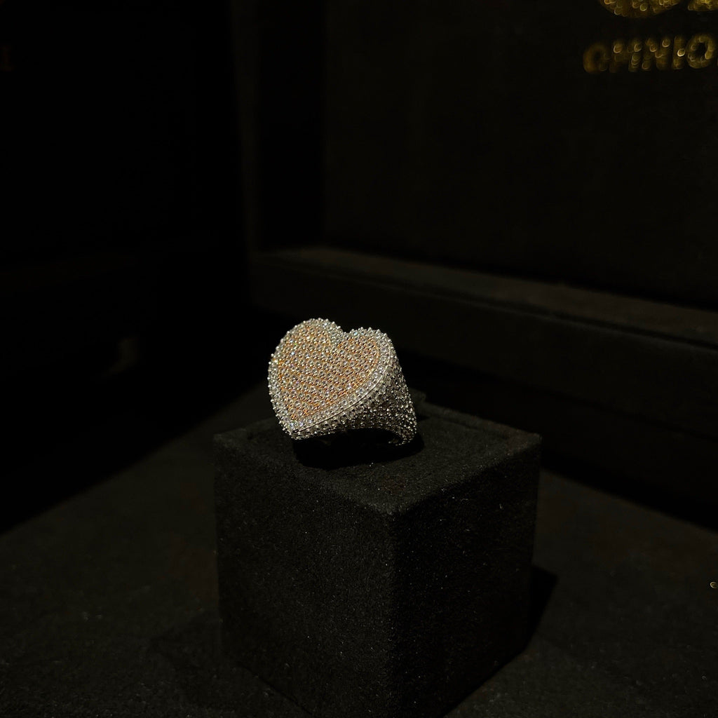 2 Tone Heart Ring 925 Sterling Silver